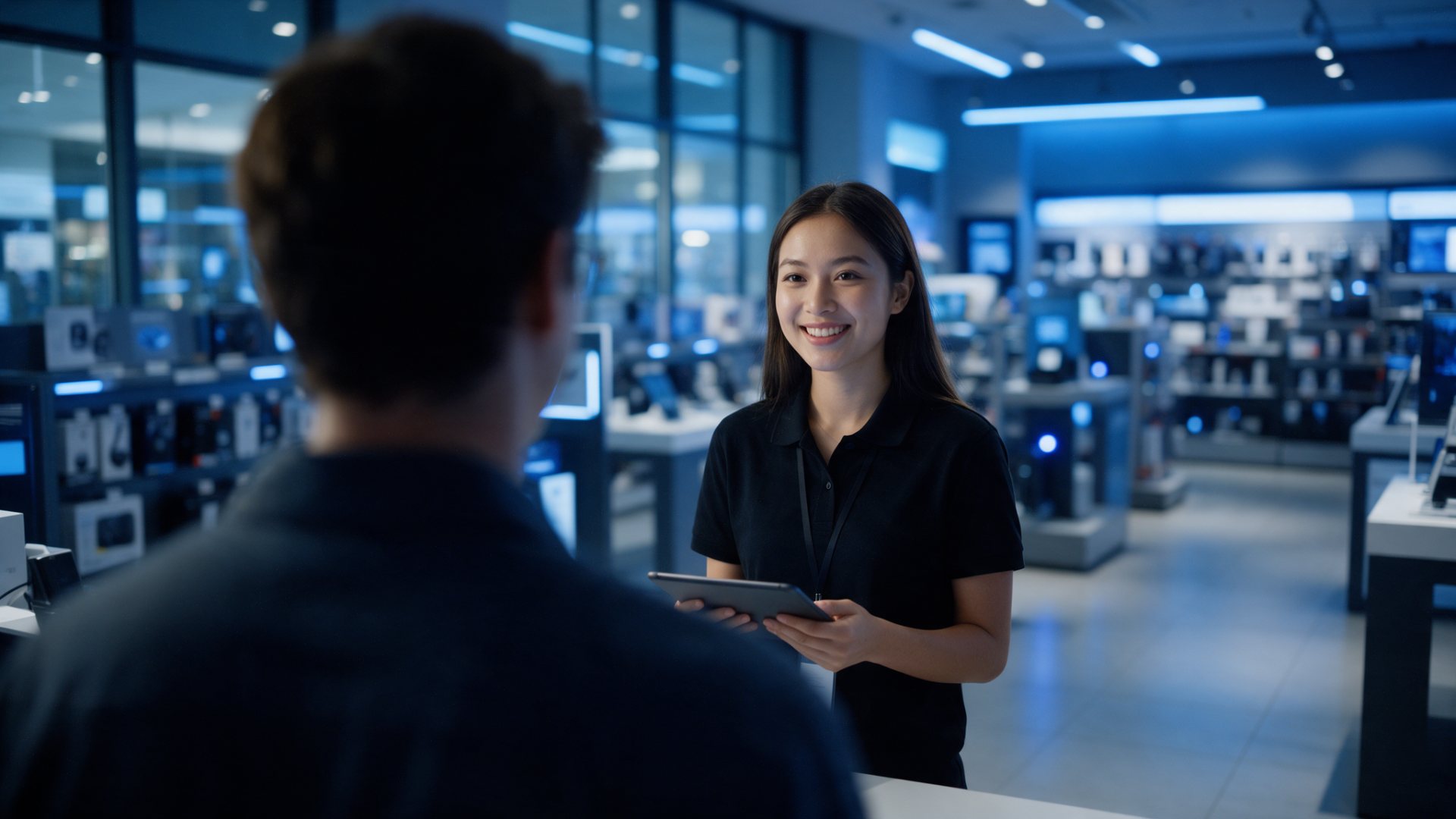 AMP Branding brand ambassador with a customer